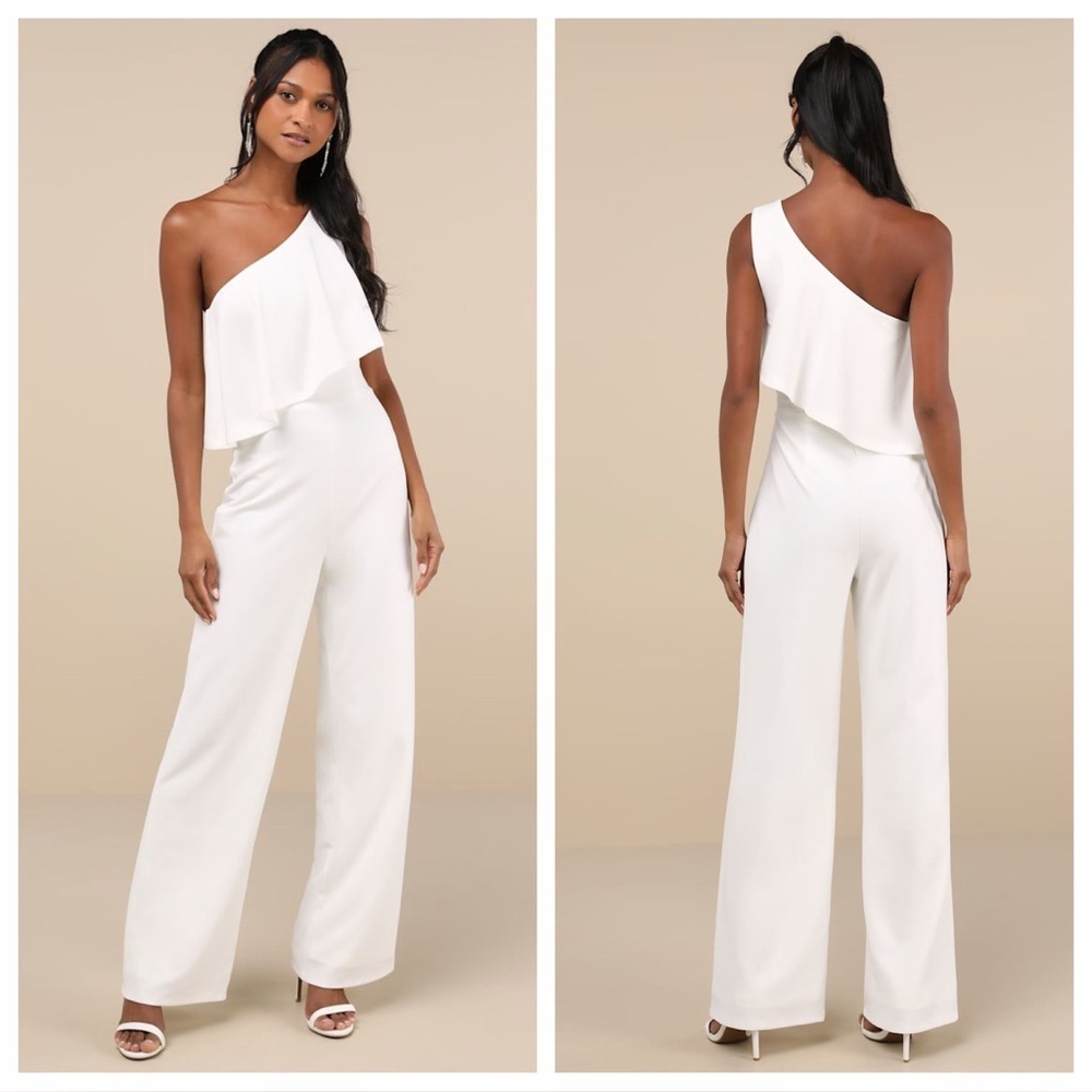 Lulus Flawless Vibes White One-Shoulder Tiered Wide-Leg
Jumpsuit